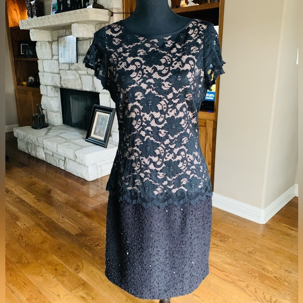 Joseph Ribkoff Black Lace‎ Sequin Dress